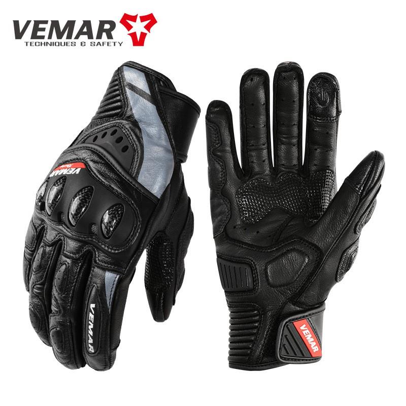 Motorcycle Racing Gloves Men Women Genuine Leather Carbon Fiber Impact Protection Anti-Slip Touchscreen Cycling Protective