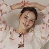 Lunaluz Women Pajama Set Bearmellow Long Sleeve Round Neck 2c 