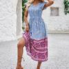 Summer Casual Dress New Print V-neck Flutter Sleeve Bohemian Style Dress