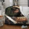 1pc Attack on Titan Blanket with Custom Name, Gift, for Men and Women, Soft Blanket, Good for Sofa Bed Couch Travel, Lightweight Flannel Blanket