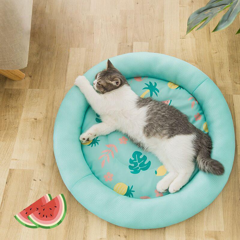 Summer Pet Dog Mat Cooling Ice Pad Dog Sleeping Round Mats For Dogs Cats Pet Kennel Top Quality Cool Cold Silk Dog Bed S-L