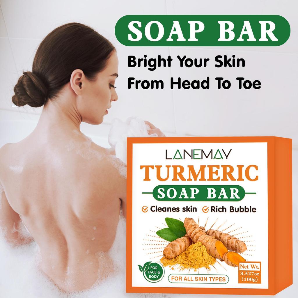 Turmeric Soap Bar 100g - Deep Cleaning and Moisturizing Skin, Remove Dirt & Oil, Maintain Smooth Skin & Improve Skin Texture