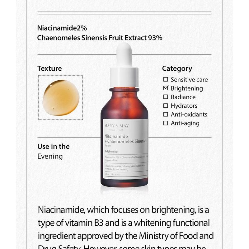 Mary&May - Niacinamide + Chaenomeles Sinensis Serum