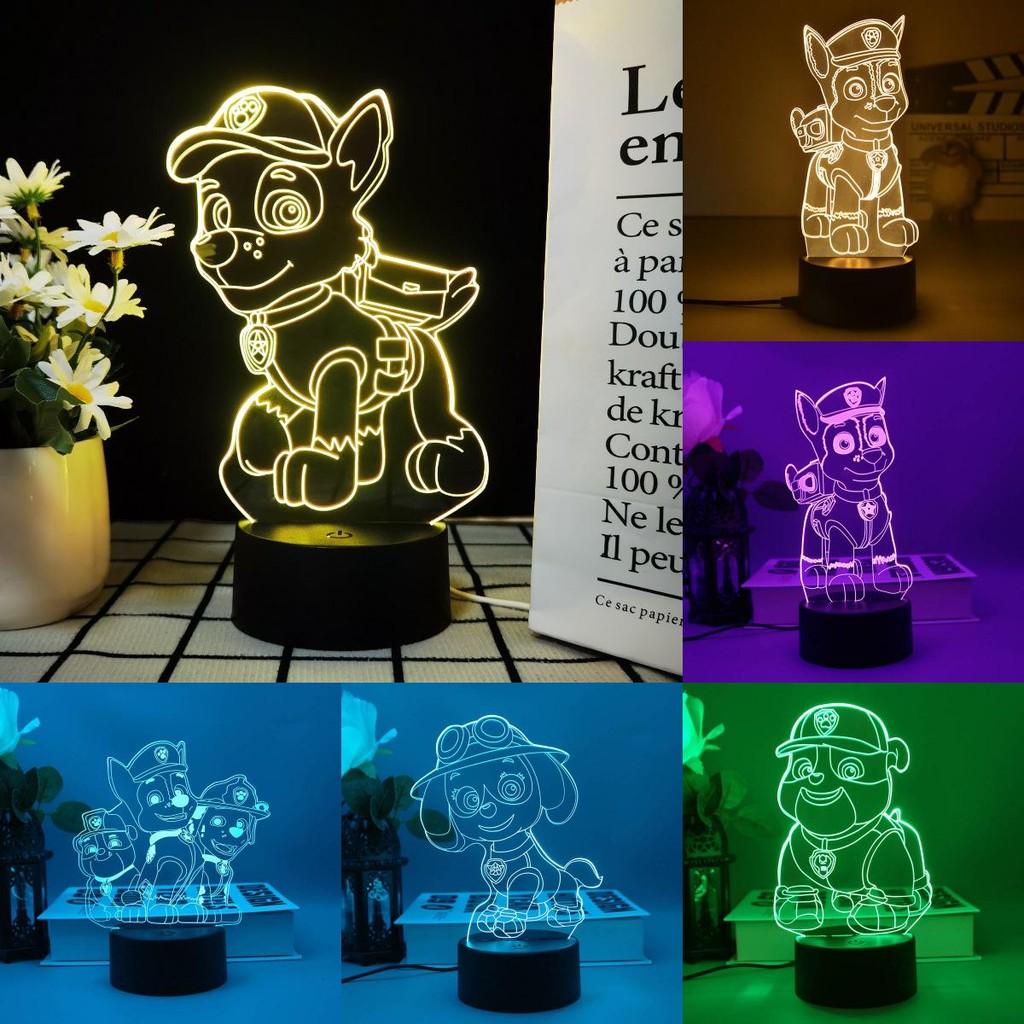 Night Light 3d Paw Patrol Toys Illusion Lamp 7 Colors Changing Desk Led Lights