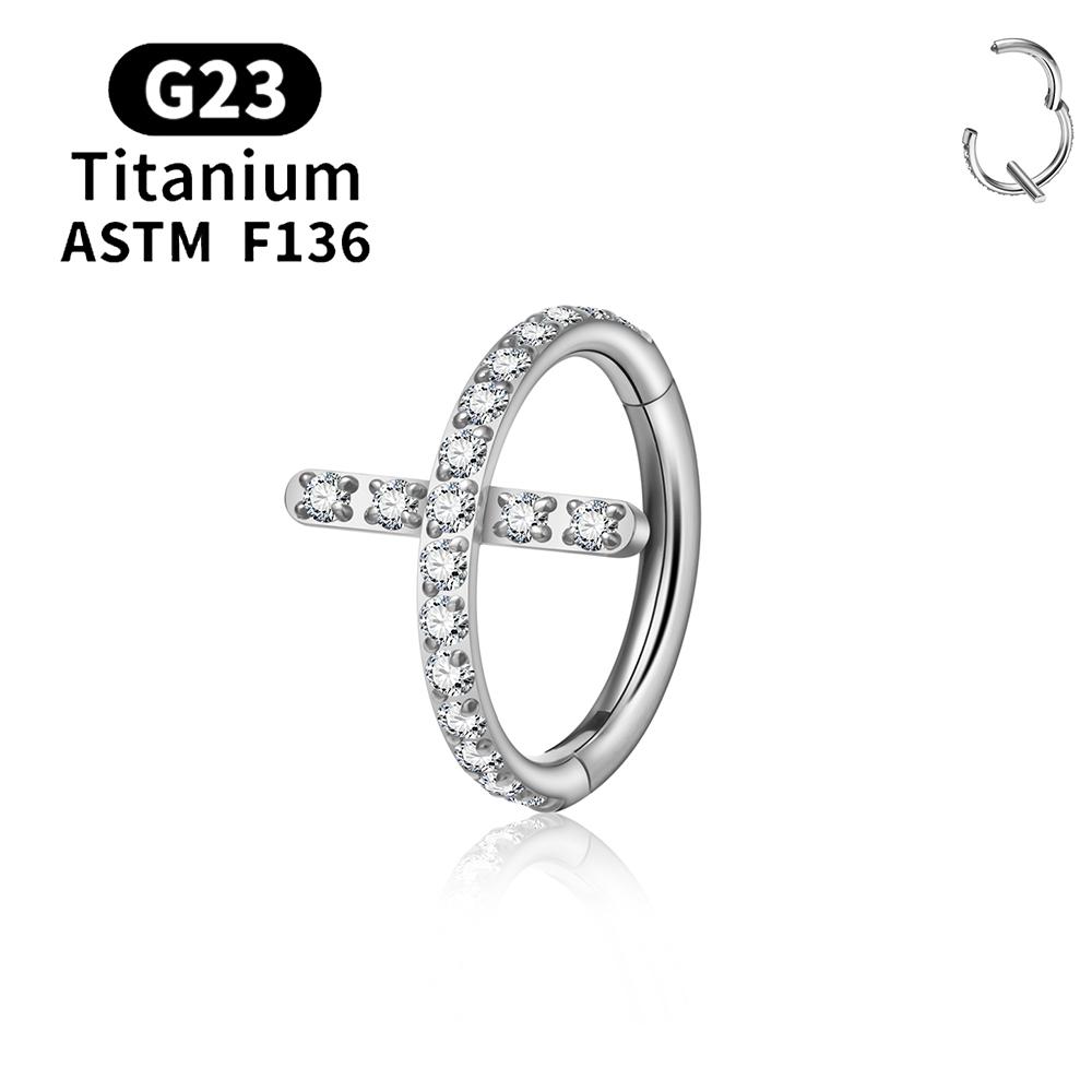 F136 G23 Titanium Nose Ring 16G Hinged Segment CZ Septum Clicke Daith Earrings Hoops Ear Cartilage Tragus Helix Piercing Jewelry