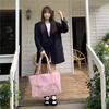 Sweet Cute Pink Bow Tote Bag Women Large Capacity Pleated Handle Shoulder Bag Ladies Casual Versatile Crossbody Purse Chic 2025