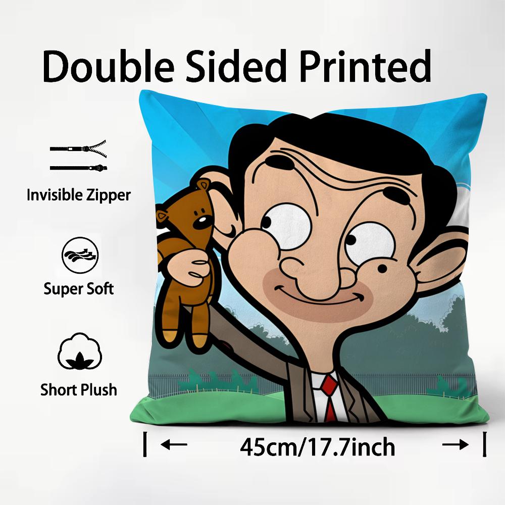 Anime M-Mr.BeanS Cushion Cover Premium Comfort Reversible Pillow Cover - Dual - Use Design for Home & Car