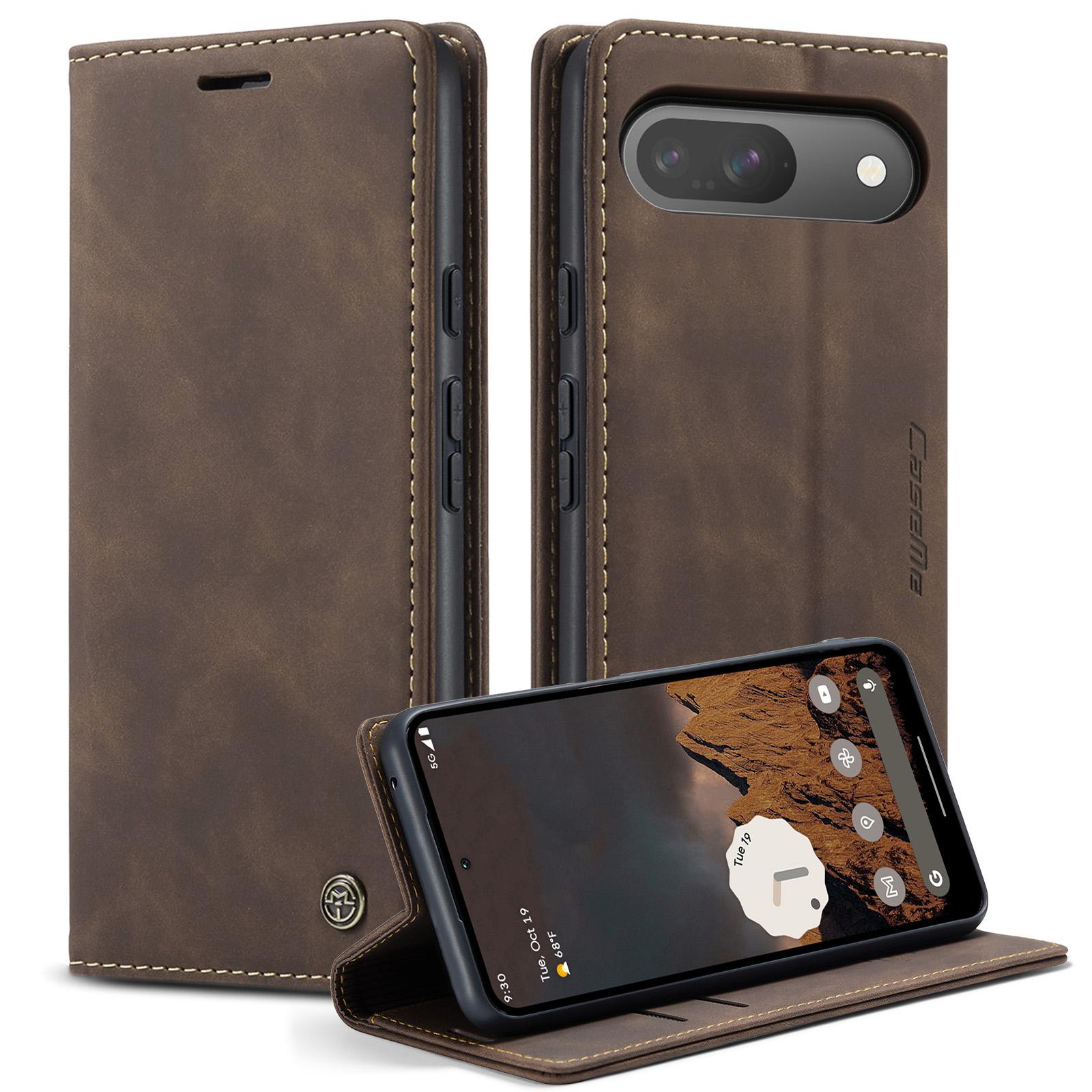 

For Google Pixel 10 Pro/Google Pixel 10 Wallet Case CASEME 013 Series PU Leather Phone Cover Stand Coffee
