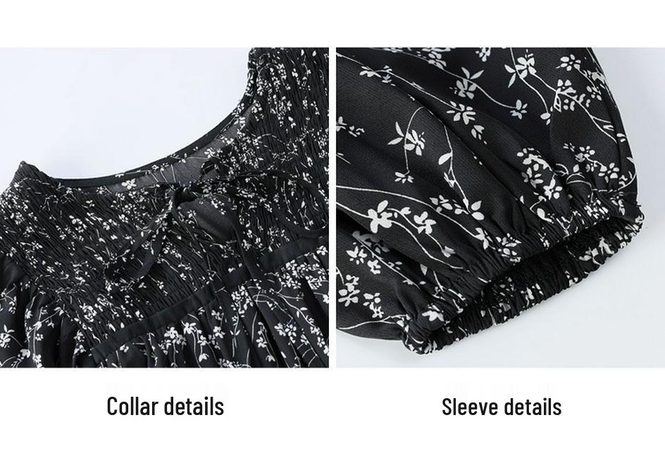 Plus Size Women's Floral Chiffon Dress: Salt-Sweet Autumn Style with Long Sleeves