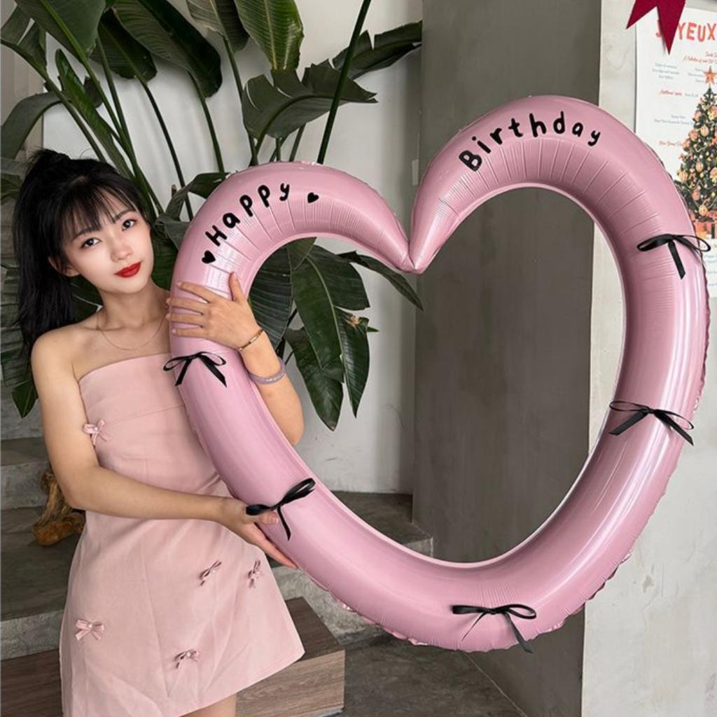 40 inch Pink Red Heart Balloon with Bow for Romantic Confession Photo Prop Birthday Valentines Day Party Wedding Decor