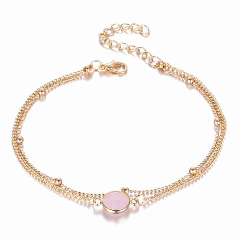 Boho Opal Female Anklets Barefoot Crochet Sandals Foot Jewelry Leg Anklets On Foot Ankle Bracelets KTJ
