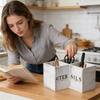 Wooden Kitchen Corner Cutlery Storage Box Household Countertop Spoon And Chopstick Container 3 Compartments Utensil Holder
