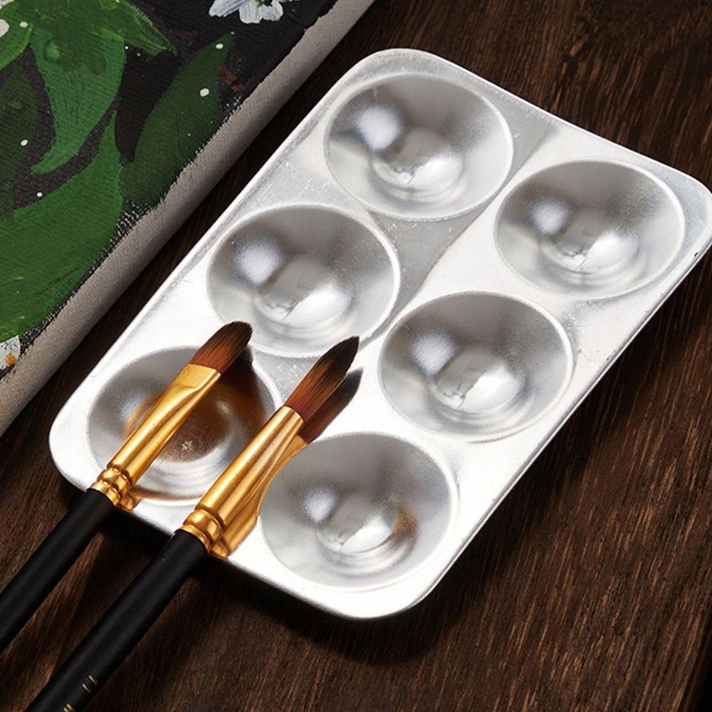 Metal Hand Drawn Watercolor Palette 6/10/12 Wells Circular/Rectangular Painting Color Palette Mixing Paint Tray Art Supplies