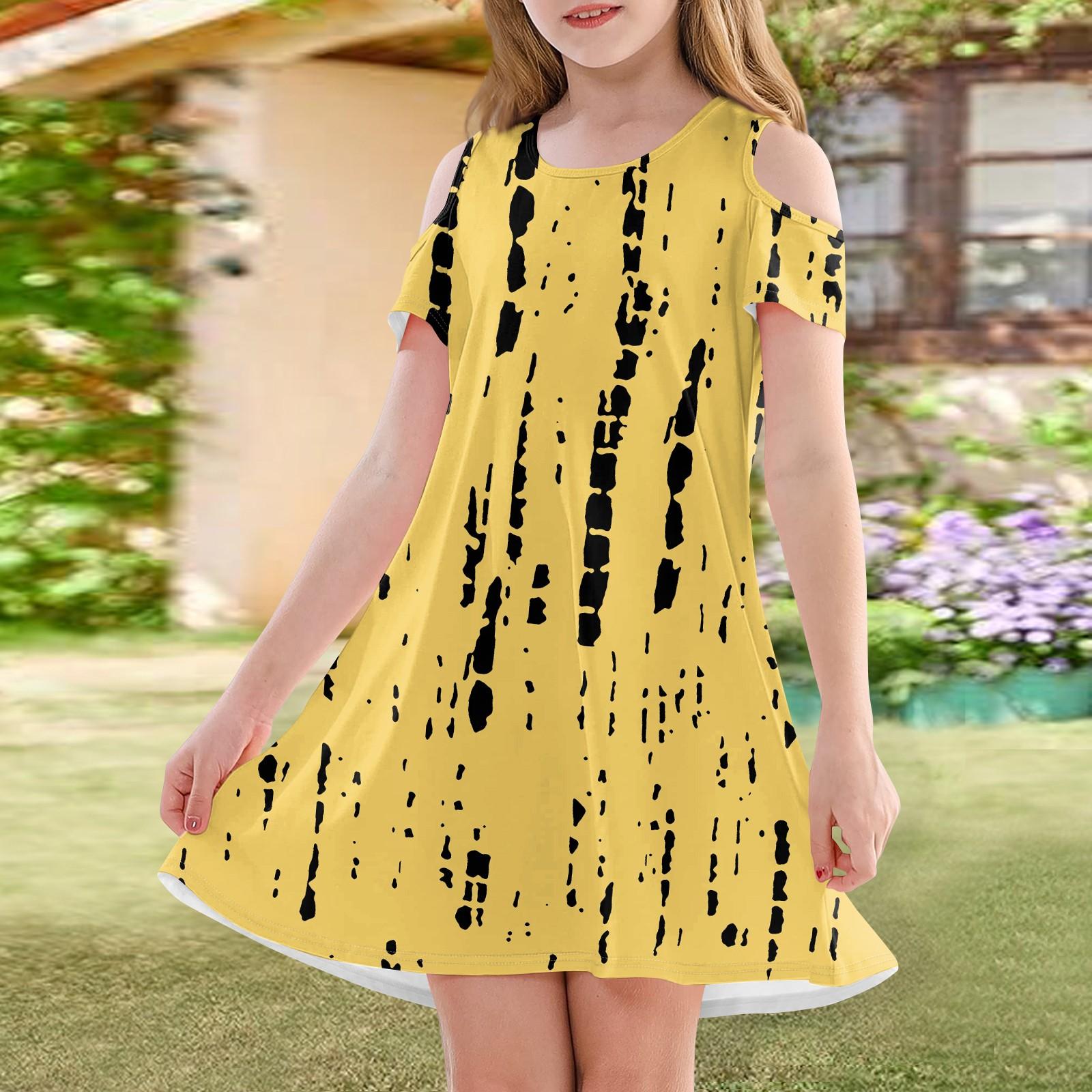 

Платье А-силуэта для девочек - летнее повседневное платье без рукавов для малышей 160 жёлтый