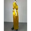 Women'S Summer New Elegant V-Neck Short-Sleeve High-Waisted One-Piece Slit Dress Long
