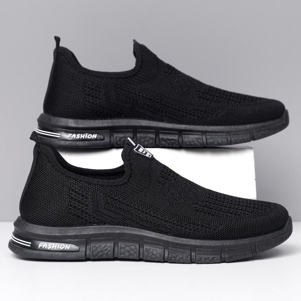 22 летние новые дышащие сетчатые туфли повседневная обувь черные спортивные туфли ленивые туфли 38