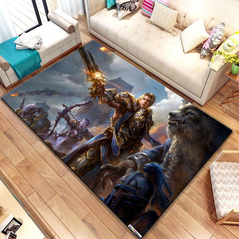 Spiel World of Warcraft Teppich für Wohnzimmerteppiche Camping Stranger Things Picknickmatte Rutschfester E-Sport-Teppich Yogamatte Fans Geschenk