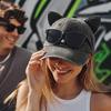 Streetwear Cat Ear Hat Trucker Hat, Baseball Cap with Detachable Sunglasses, for Women Adjustable Pilot Style Outdoor Travel UV Protection Soft