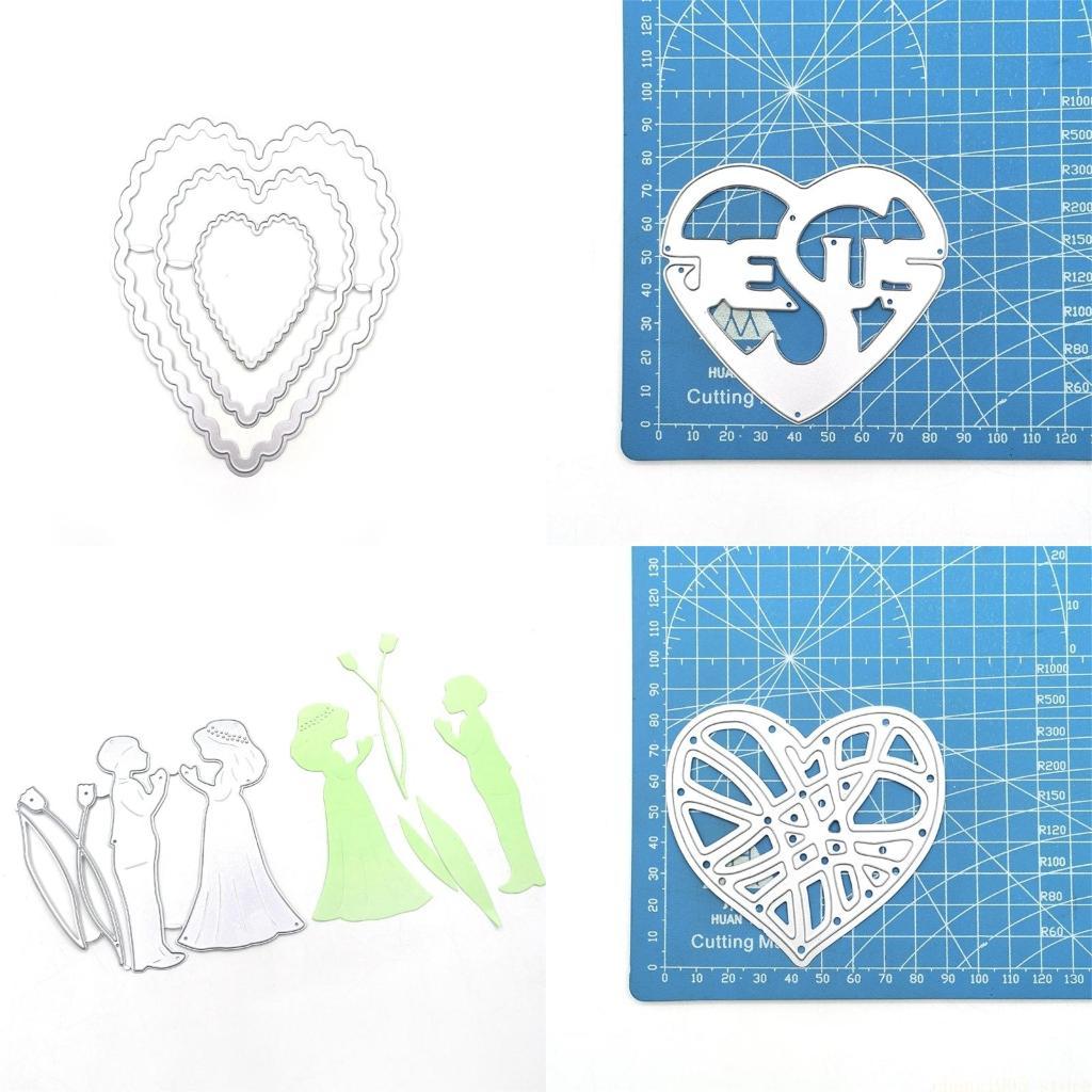 QX2E Heart Cutting Dies Embossing Stencils Cards Decorations Wedding Metal Die Cuts