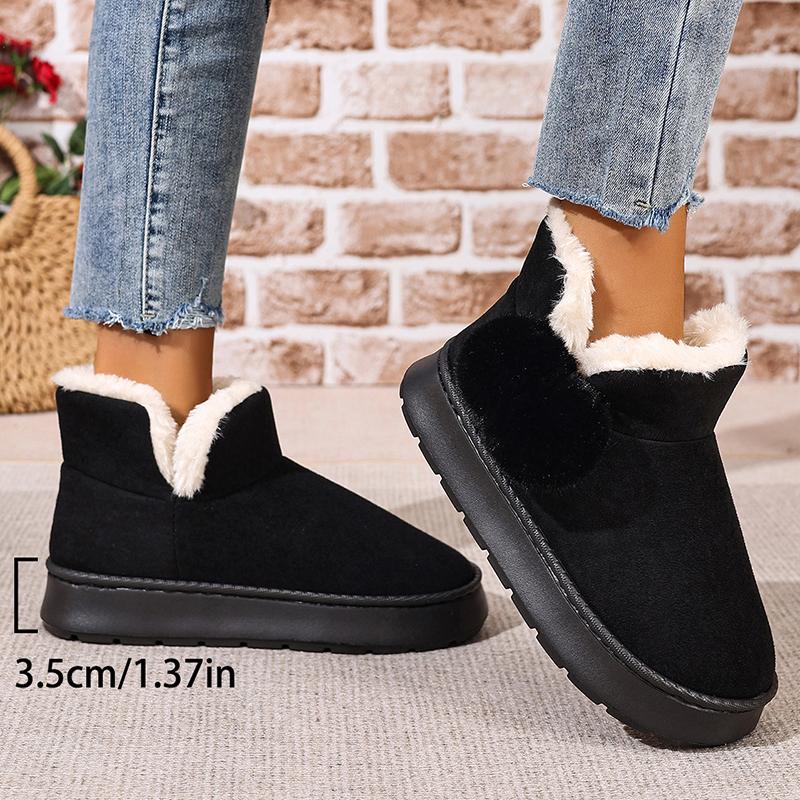 Fashion Faux Suede Platform Snow Boots Women Non Slip Thicken Plush Warm Cotton Padded Shoes Woman Comfort Fluffy Fur Ankle Boots Female