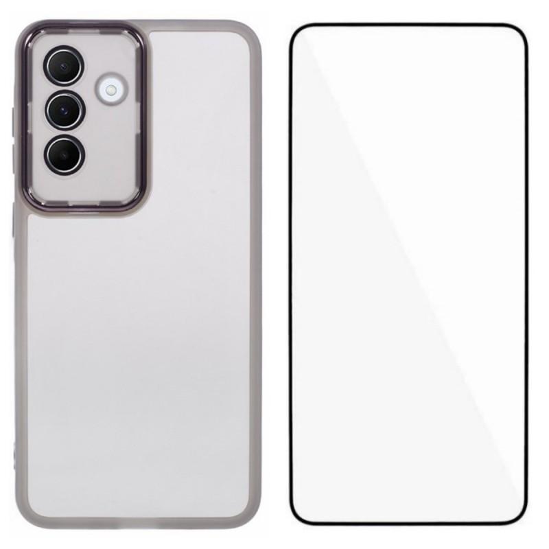 For Samsung Galaxy A26 5G TPU Case WANLONFENG DKSM Series Electroplated Frame Back Cover with Tempered Glass