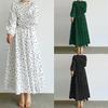 Rochie lungă de vară pentru femei Modă Casual Talie largă Mânecă lungă largă Rochie pentru vacanță pe plajă Femei Gât rotund Imprimat cu buline Linie A Rochii pentru femei