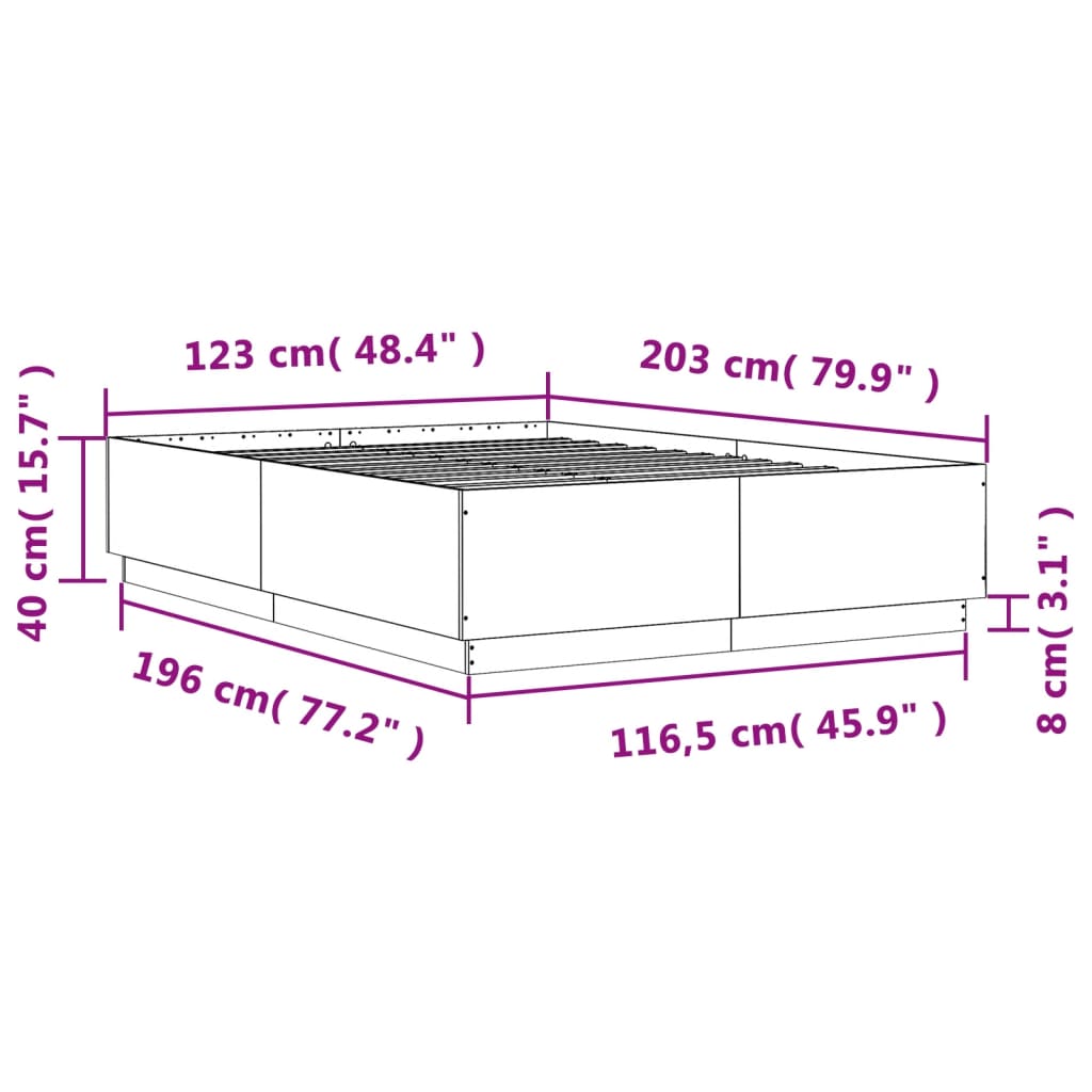 Bed Frame Smoked Oak 120x200 Cm Engineered Wood