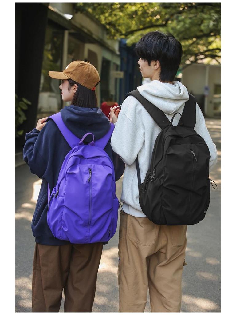 Versatile Japanese-Style Solid Color Backpack for School, Sports, and Travel