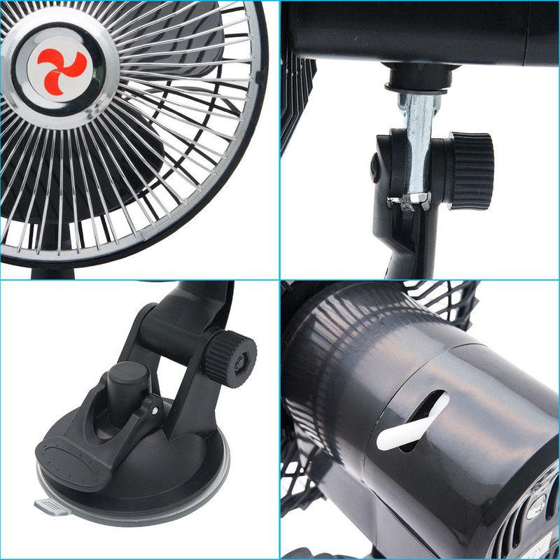 12V/24V 6" Powerful Car Van Fan Oscillating Window Dashboard Mount Cooling Cooler