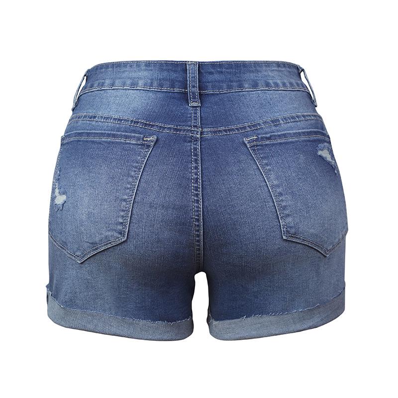 2021 Bestseller Elastische Zerrissene Damen-Denimshorts