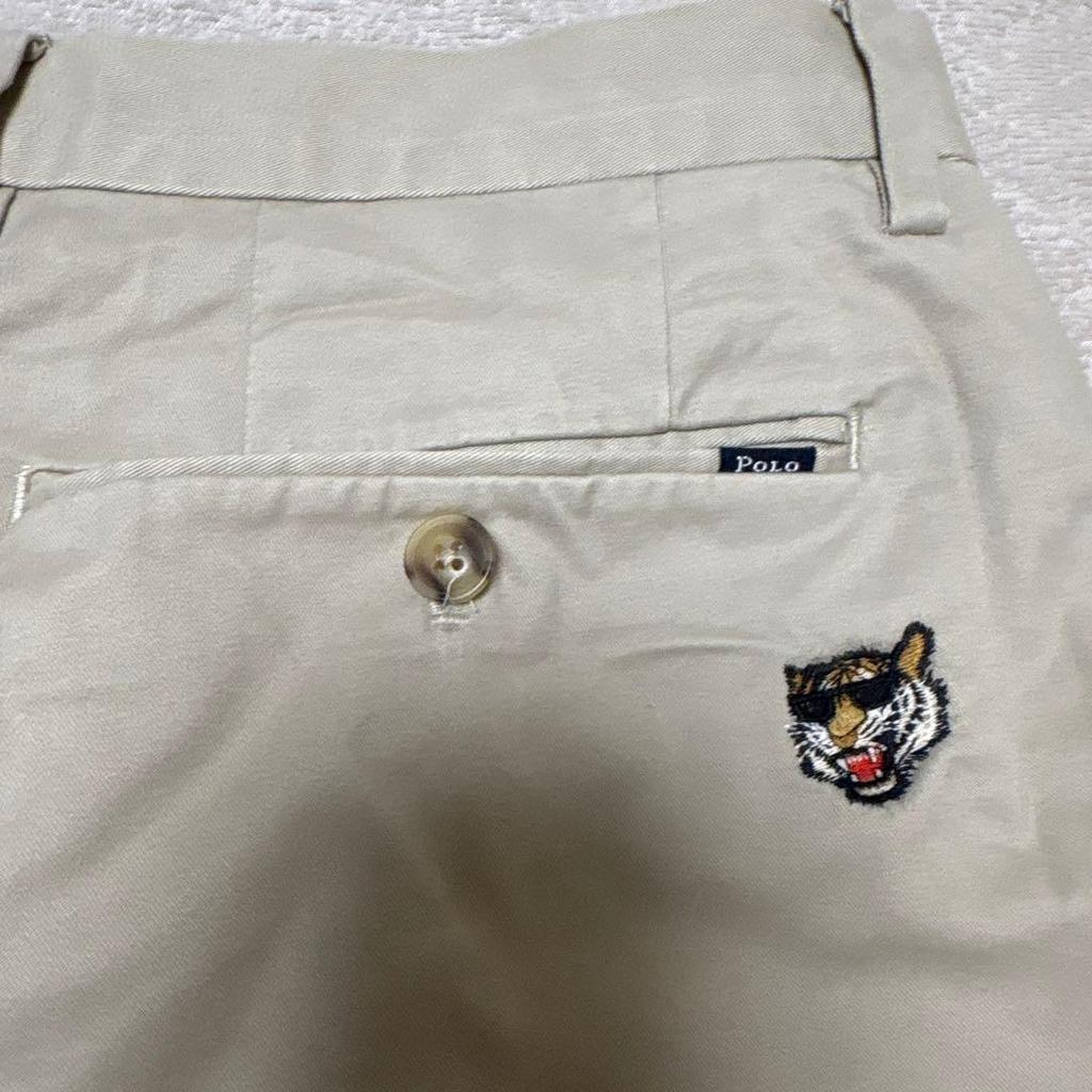 Used Sunglasses Tiger Embroidery Shorts Beige