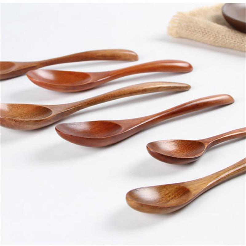 2 piezas de vajilla de madera con letras, al por mayor, cuchara pequeña de madera japonesa, cuchara para miel, cuchara para revolver café, cuchara de madera maciza