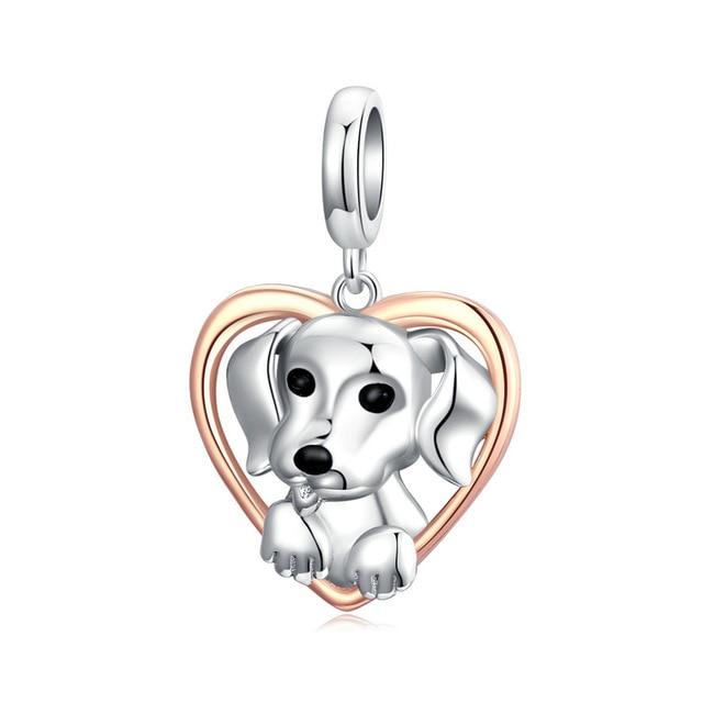 Zirconia Color Sterling Cane Animaletto Cane Cane Bulldog Perline Adatte Braccialetto da Polso Originale Ciondolo Gioielli Fai da Te Braccialetto da Polso alla Moda