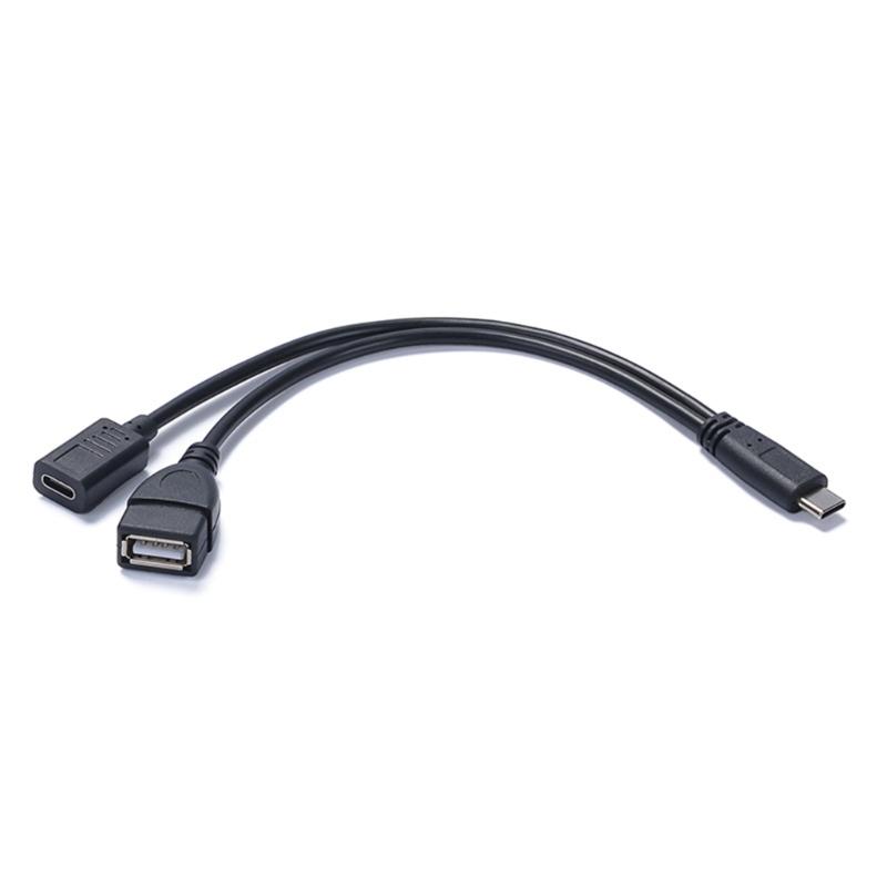 

USB C Male to USB C+USB A Female OTG Adapter and Charger Cable for Keyboard Mouse Connection on Smartphone Laptop Tablet 1