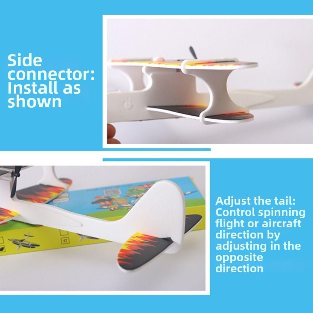 PP Electric Large Foam Biplane Glider with LED Light Flight Glider DIY Aircraft Model Toy