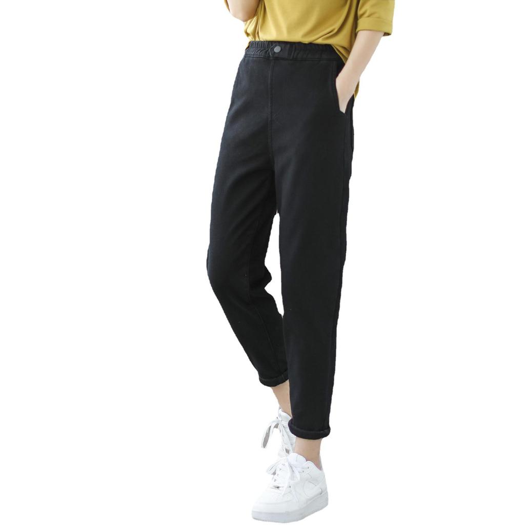 2024 Women's Spring & Autumn Retro Harem Pants, Elastic Waist, Loose Fit, Plus Size, Pure Cotton Carrot Pants