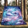 1pc Fantasy Fish Artwork Throw Blanket Polyester Fiber, Lightweight Flannel, Soft & Warm, All Season Use for Outdoor, Camping Digital Print