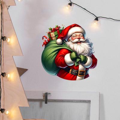 Removable Santa Claus Christmas Wall Sticker for Living Room, Bedroom, Entrance, or Window