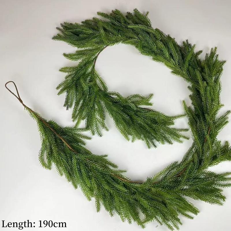 Artificial Norfolk Pine Garland-Greenery Wreath,  Plastic Hanging Decor for Table, Mantel, Wall, Indoor & Outdoor Christmas Deco