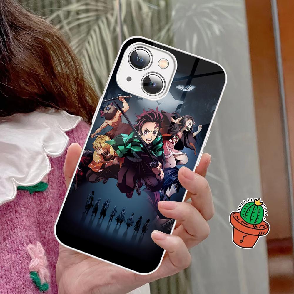 Demon Slayer Phone Case Tempered Glass For Iphone 14 13 12 11 Pro Mini XS MAX 14Plus X XS XR Fundas