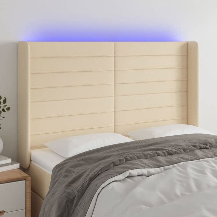 VidaXL LED Headboard Bedroom Furniture Double Bed Accessory Head of Bed Frame Interior Cream 3124191