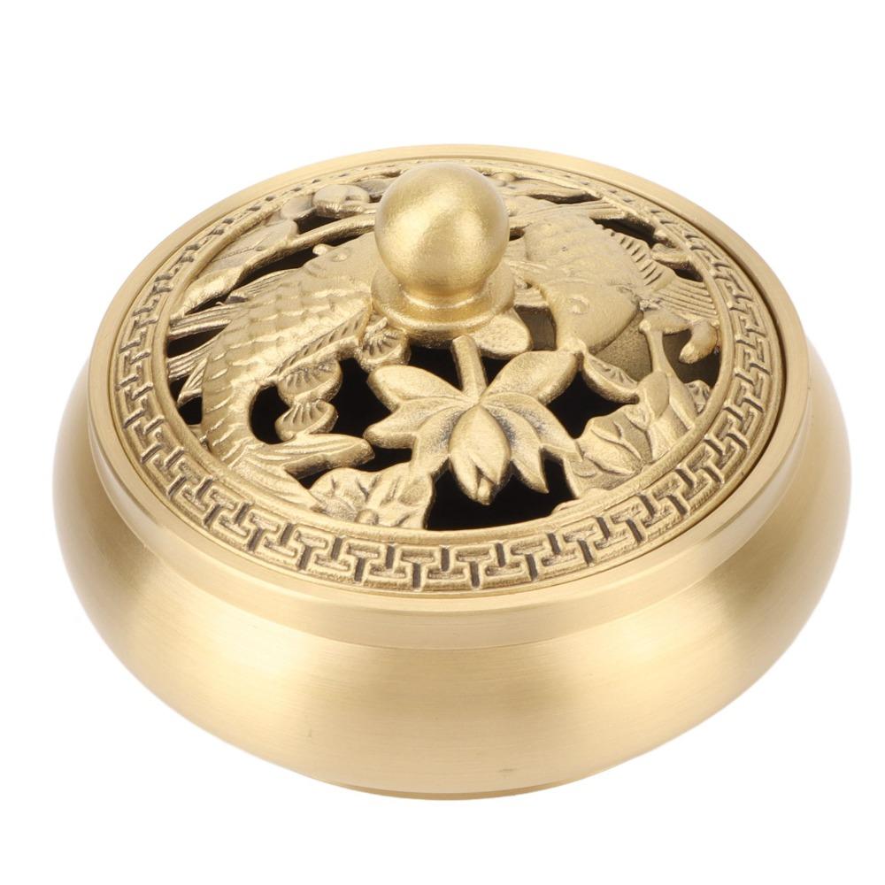3pcs Easy Cleaning Incense Cone Holder With Lid Brass Incense Burner  For Home Yoga Spa Decor