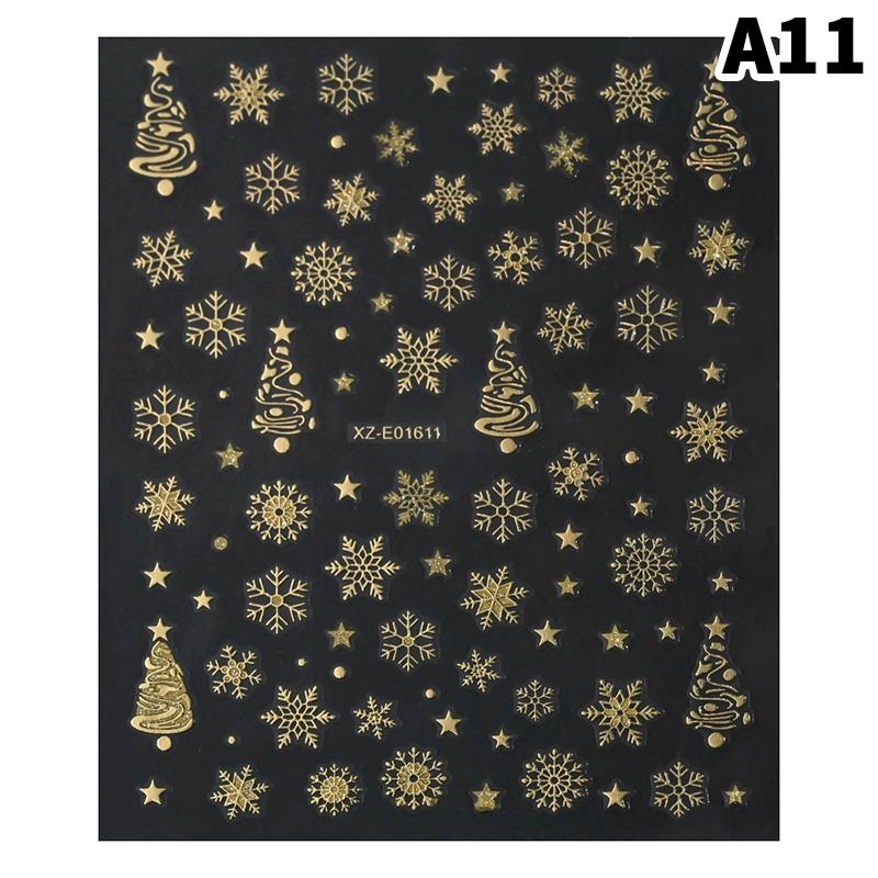 1Sheet Gold 3D Christmas Nail Foil Stickers Sparkling Snowflake Christmas Tree Snow Globe Snowflake Nail Slider Nail Stickers