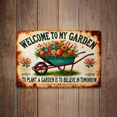 Vintage Welcome To My Garden Metal Sign   Iron Plaque with Rustic Floral Design Perfect for Home Outdoor and Commercial De