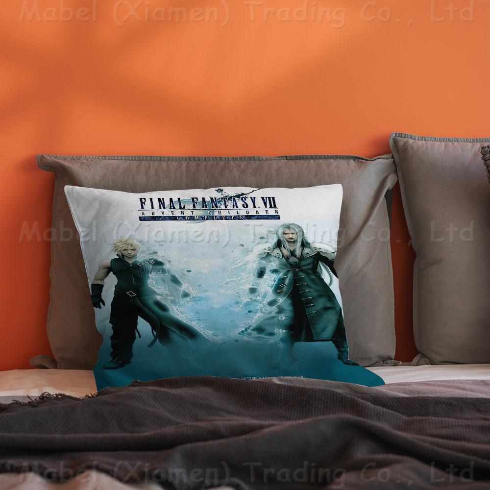 F-Final-F-Fantasy  Pillow Covers Cartoon Sofa Decorative Home Double-sided Printing Short Plush Cute Cushion Cover