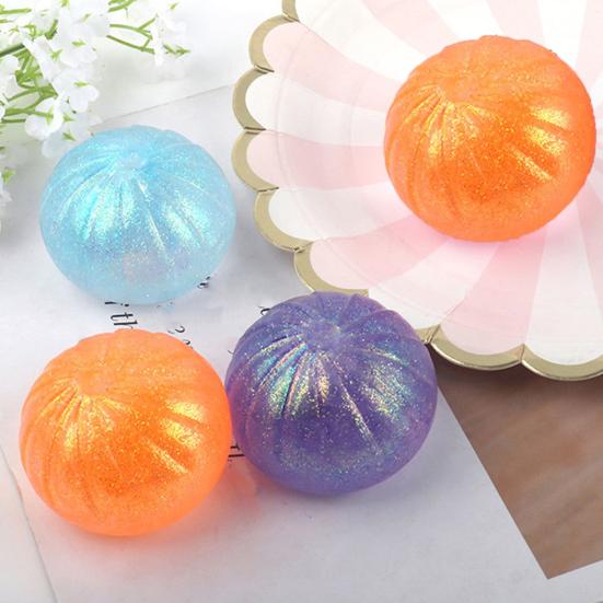 Clear Steamed Bun Toy with Glitter Stress Relief Slow Rising Simulated Bun Sensory Toy Relaxation Soft Stress Ball Bun Squeeze Fidget Toy