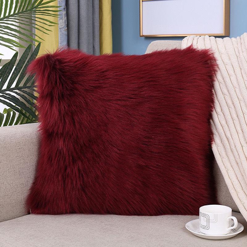 Flauschiges Kissen, langer Plüsch-Kissenbezug, Wollkissen, Fellkissenbezug, Ins Sofabettkissen, Weihnachtsdekoration, Zimmer-Wurfkissen