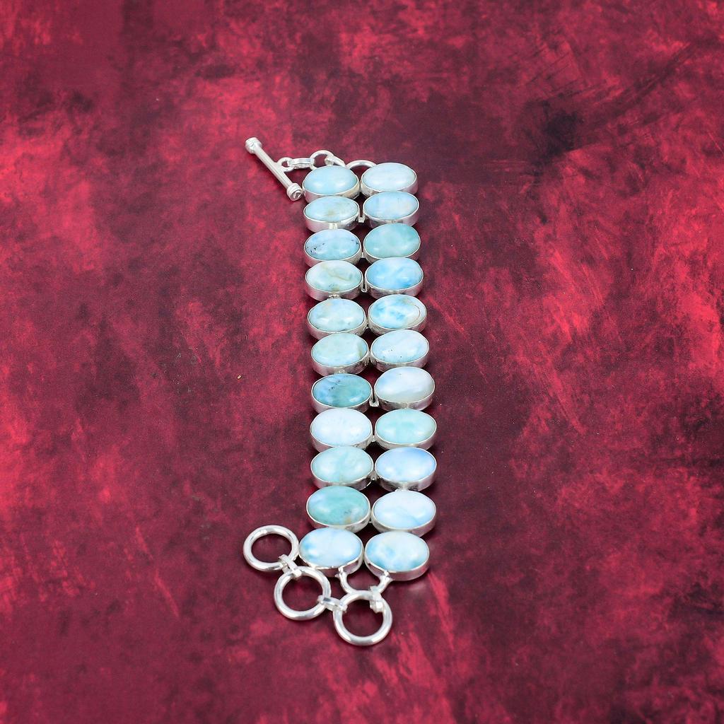 Larimar Jewelry, 925 Solid Sterling Silver Gemstone Bracelet, Handmade Jewelry, For Memorial Day