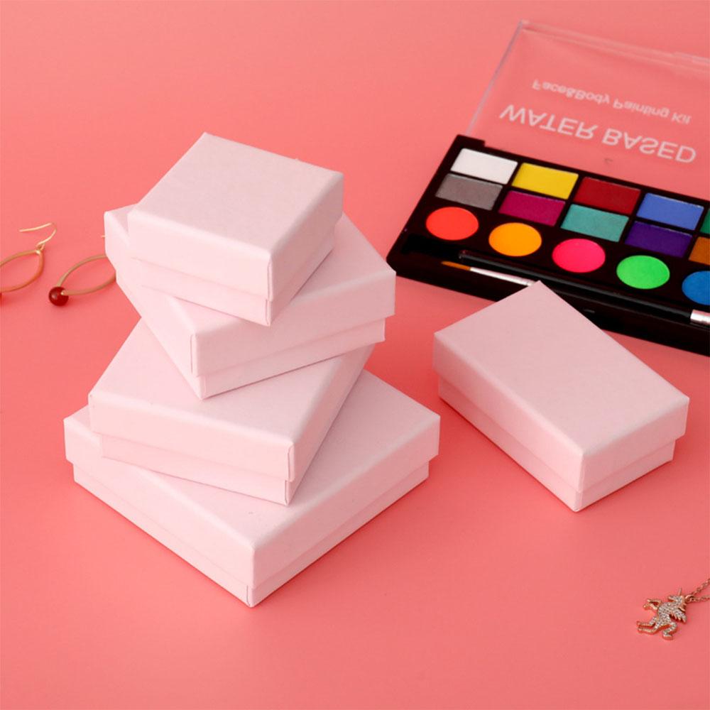 5pcs Paper Jewelry Box For Ring Earrings Pendant 9x9x3cm Display Packaging Wedding Birthday Party Gifts Organizer Holder Boxes