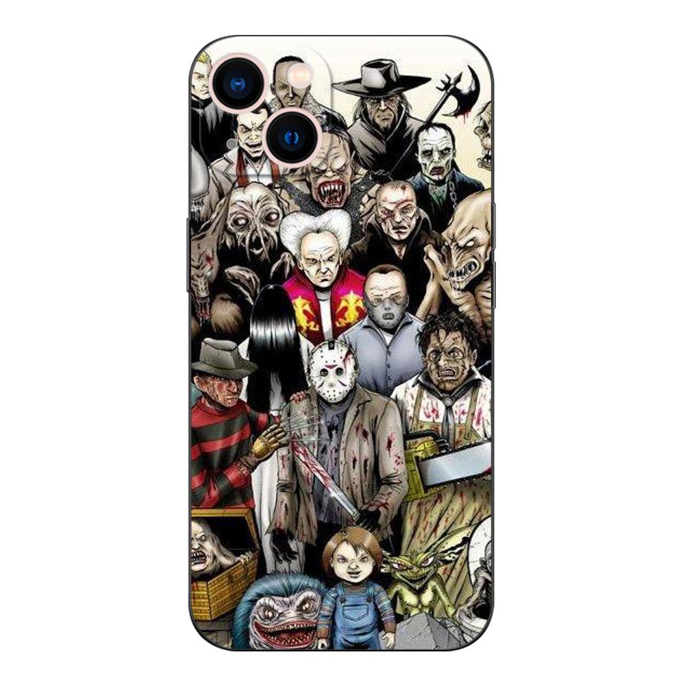 Capa preta de tpu para iphone 5 5s se 2020 6 6s 7 8 plus x 10 XR XS 11 12 13 mini pro MAX capa traseira Horror Movie